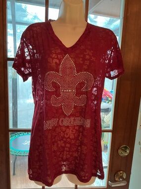 New Orleans Top with Rhinestone Fleur-de-Lis